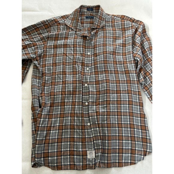 Peter Millar Other - Peter Millar Autumn Fall Color White Plaid Button Knit Dress Shirt Mens XL‎ EUC
